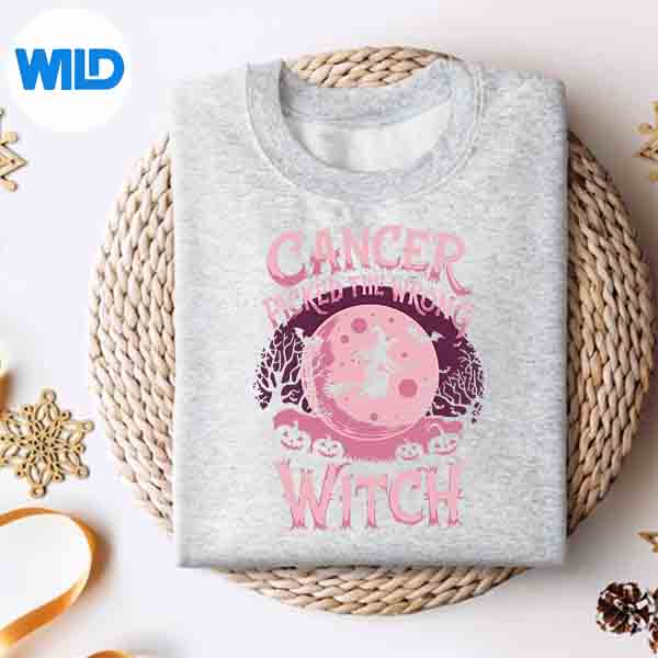Cancer Picked The Wrong Witch Breast Cancer Awareness Month Vector Design 4 CancerPickedTheWrongWitchBreastCancerAwarenessMonthsweater