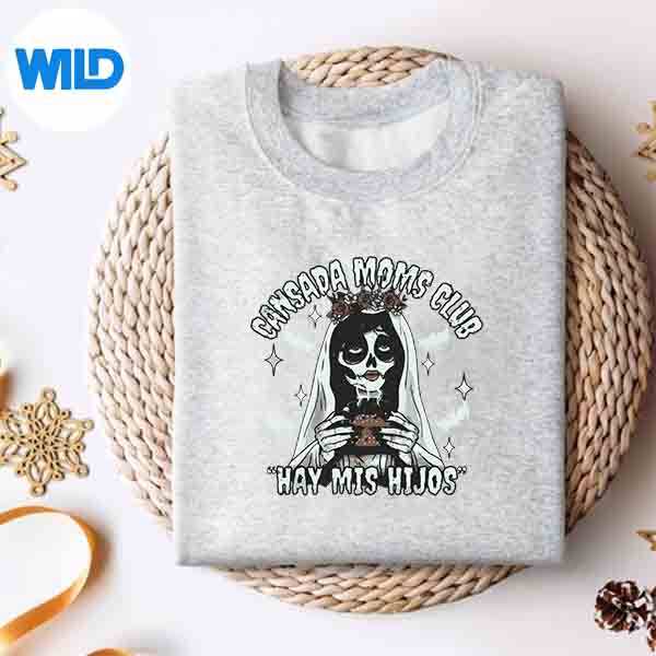 Cansada Moms Club Ay Mis Hijos Halloween Mexican Spooky Digital Design 4