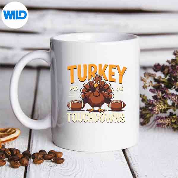 Football Lovers Thanksgiving Turkey And Touchdowns SVG PNG Digital Design 7 FootballLoversThanksgivingTurkeyAndTouchdownsmug