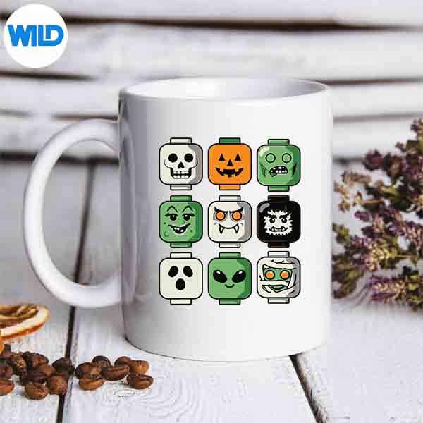 HalloweenBuildingBrickHeadPumpkinGhostZombiemug