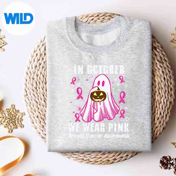 In October We Wear Pink Ghost Breast Cancer Awareness Silhouette SVG PNG Cut File 4 InOctoberWeWearPinkGhostBreastCancerAwarenesssweater
