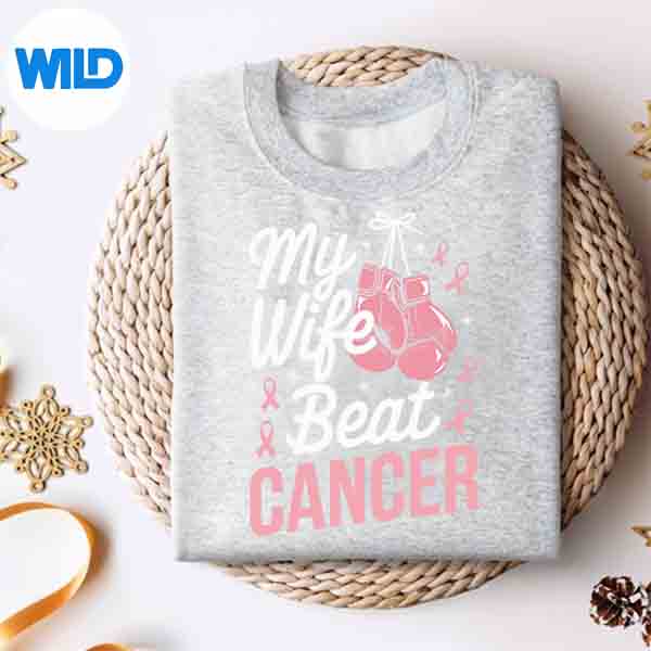 Alternative view of My Wife Beat Cancer Support Breast Cancer Awareness SVG PNG Digital Download