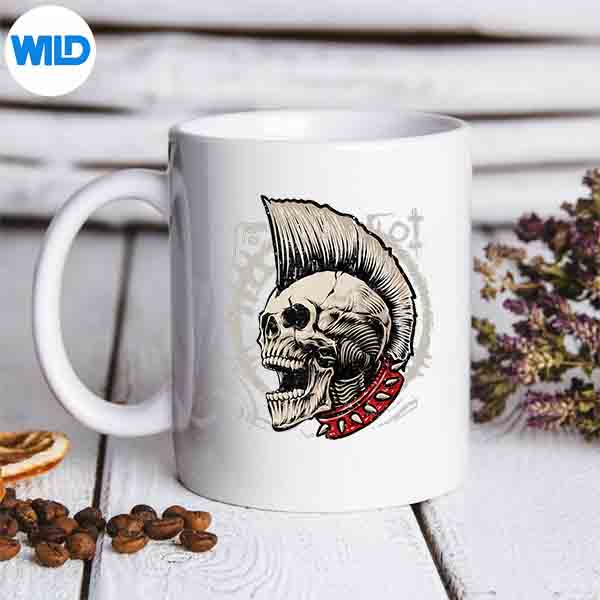 PunkRockSkullWithMohawkStylePunksNotDeadRetromug