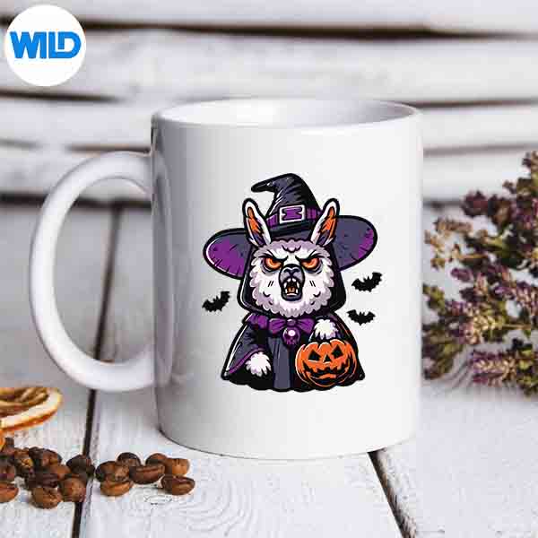 Scary Halloween Llama Witch Hat Costume Spooky Season Cut File 7 ScaryHalloweenLlamaWitchHatCostumeSpookySeasonmug