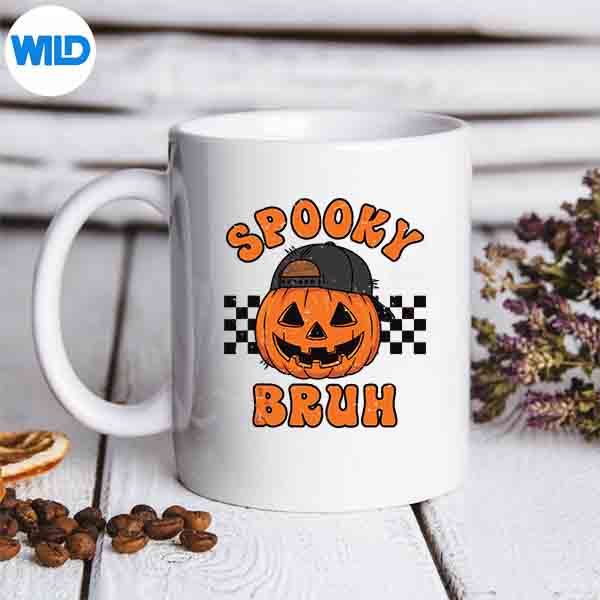 Spooky Bruh Spooky Dude Pumpkin Face Halloween Retro Cut File 7 SpookyBruhSpookyDudePumpkinFaceHalloweenRetromug