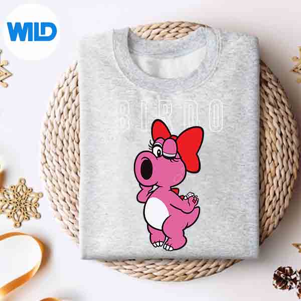Alternative view of Super Mario Bros Birdo Big Pink Portrait Simple Text SVG PNG Digital Download