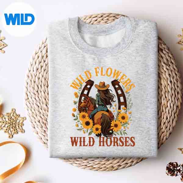 Vintage Southern Sunset Cowgirl Wild Flowers Wild Horses Digital Download 4 VintageSouthernSunsetCowgirlWildFlowersWildHorsessweater