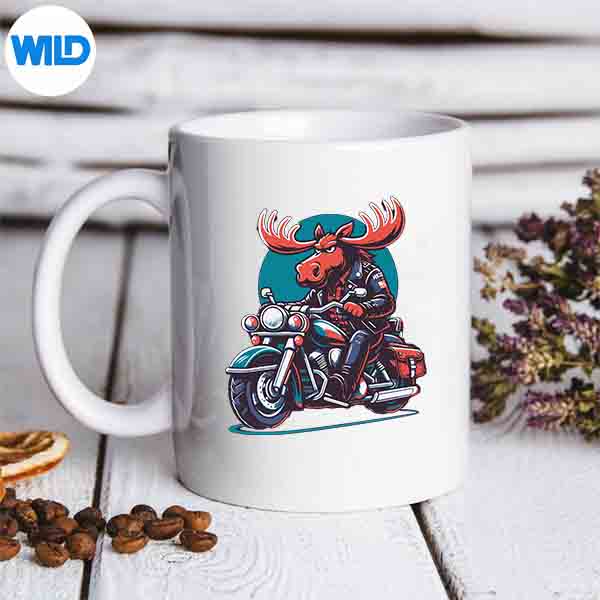 BikerMooseRidingMotorbikeVintagemug