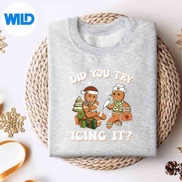 Christmas Nurse Did You Try Icing It Gingerbread Man SVG PNG Download 4 ChristmasNurseDidYouTryIcingItGingerbreadMansweater