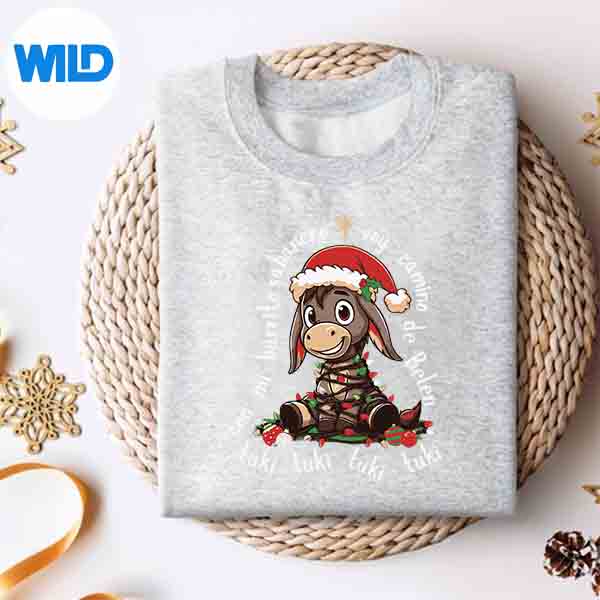 Alternative view of Con Mi Burrito Sabanero Mexican Tuki Tuki Donkey Latino Xmas Vector Design