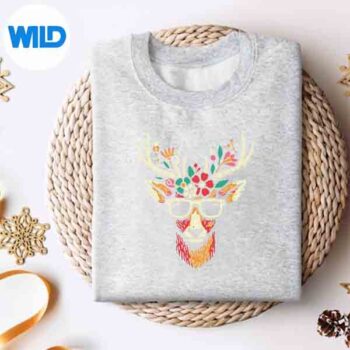 Deer Sunglasses Flower Crown Cave Art Floral Reindeer Design for Cricut 4 DeerSunglassesFlowerCrownCaveArtFloralReindeersweater