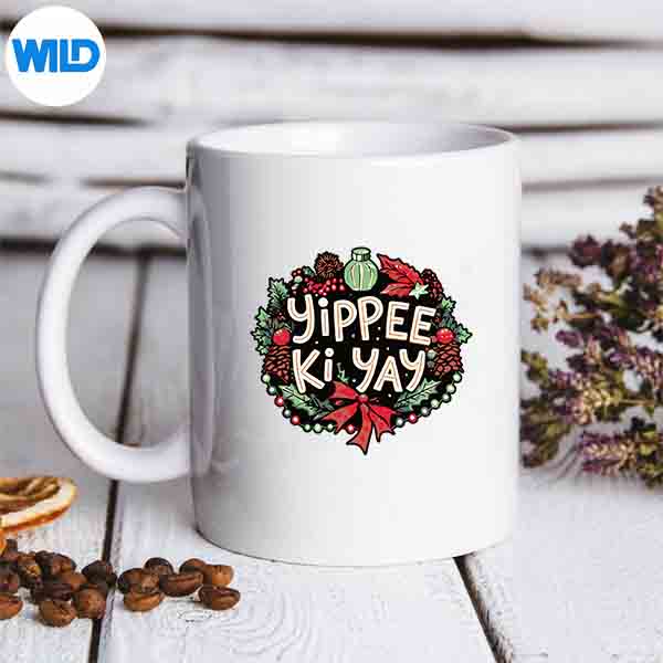 Yippeekiyay Christmas Party Vintage Design for Cricut 6 YippeekiyayChristmasPartyVintagemug