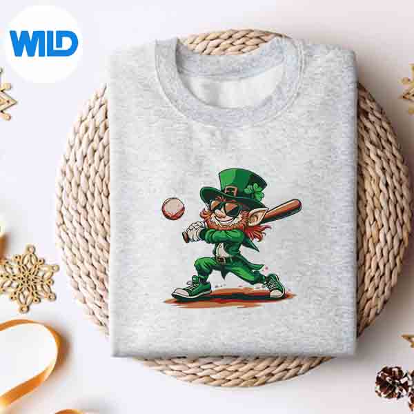 St Patrick's Day Leprechaun Baseball Batter Silhouette SVG PNG Cut File 4 StPatricksDayLeprechaunBaseballBattersweater