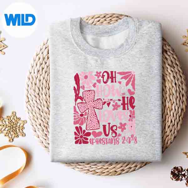 Oh How He Loves Us Boho Valentine Flower Jesus Christian SVG PNG Digital Design 4 OhHowHeLovesUsBohoValentineFlowerJesusChristiansweater
