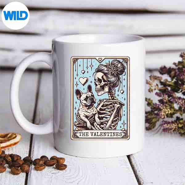 RetroFrenchBulldogValentinesDayFrenchieMomTarotCardmug