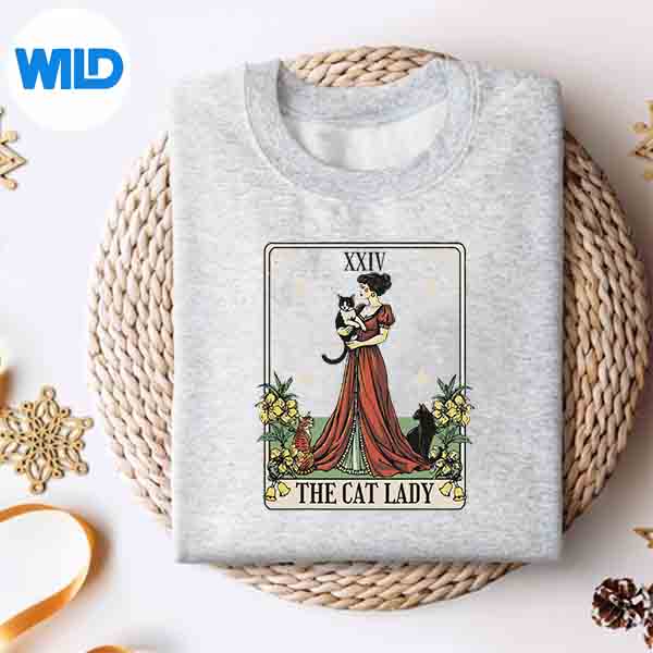 The Cat Lady Tarot Card Vintage Gothic Cat Cat Mom SVG Cut File 4 TheCatLadyTarotCardVintageGothicCatCatMomsweater