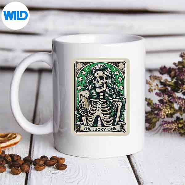 Lucky One St Patricks Day Tarot Card Skeleton Design for Cricut