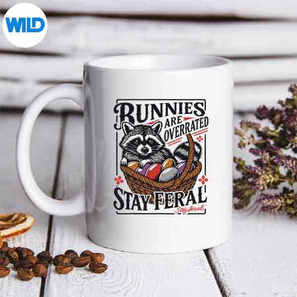 BunniesAreOverratedStayFeralRaccoonRetroEastermug