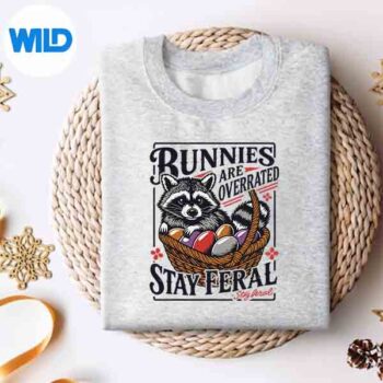 BunniesAreOverratedStayFeralRaccoonRetroEastersweater