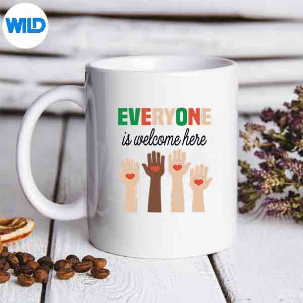 The Everyone Is Welcome Here In Idaho Teacher Student White Digital Design 7 TheEveryoneIsWelcomeHereInIdahoTeacherStudentWhitemug