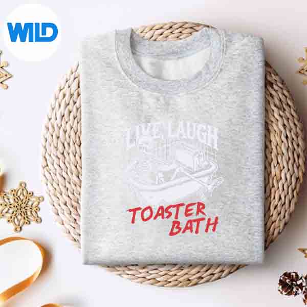 Alternative view of Live Laugh Toaster Bath Skeleton Retro Digital Design