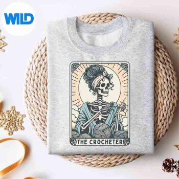 SkeletonTheCrocheterMomTarotCardKnitterCrochetLoversweater