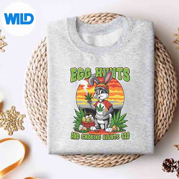 Alternative view of Stoned Easter Bunny With Joint 420 Marijuana Easter 420 Day Cut File