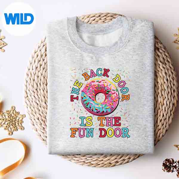 Alternative view of The Back Door Is The Fun Door Dirty Adult Humor Glazed Donut Vector Design