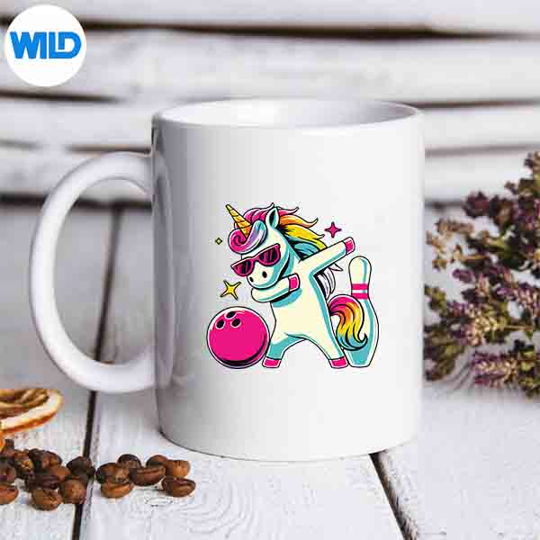 UnicornDabbingBowlingGirlsVintagemug