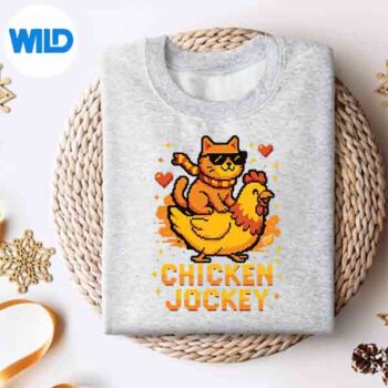 ChickenJockeyCuteCatRidingPixelArtGamerMemesweater