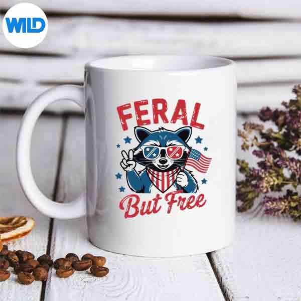 Feral But Free Raccoon 4th Of July Usa Patriotic SVG PNG Digital Design 6 FeralButFreeRaccoon4thOfJulyUsaPatrioticmug