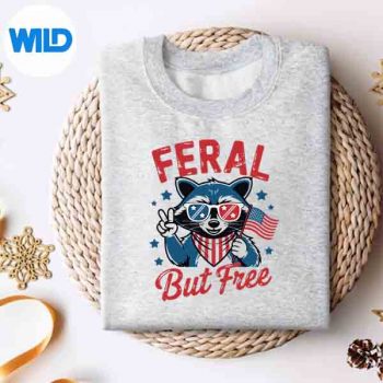 FeralButFreeRaccoon4thOfJulyUsaPatrioticsweater