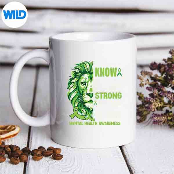 LionMotivationalGreenRibbontalHealthAwarenessmug