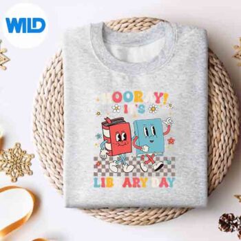 Reading Book Lover School Librarian Hooray Its Library Day SVG PNG Digital Design 4 ReadingBookLoverSchoolLibrarianHoorayItsLibraryDaysweater