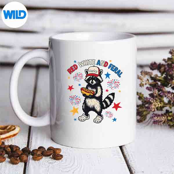 RedWhiteAndFeralRaccoon4thOfJulymug