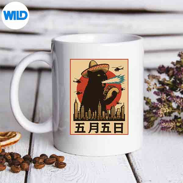 SombreroKaijuCatTacoCincoDeMayoRetroPopArtmug