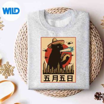 SombreroKaijuCatTacoCincoDeMayoRetroPopArtsweater