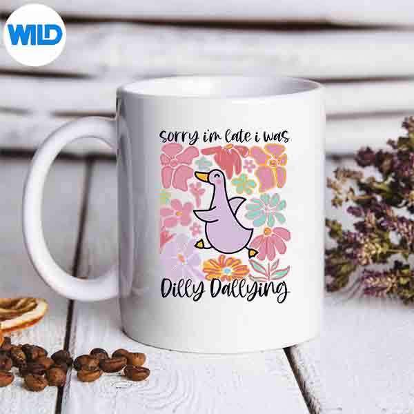 SorryImLateIWasDillyDallyingBohoGoosemug