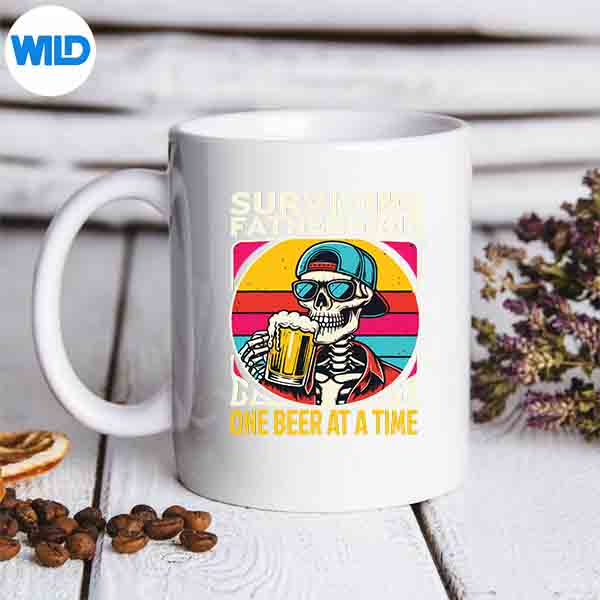 SurvivingFatherhoodOneBeerAtATimeSkeletonDrinkingmug
