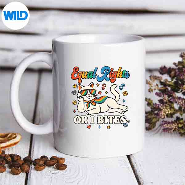 EqualRightsOrIBitesPrideMonthAllyCatFeministmug