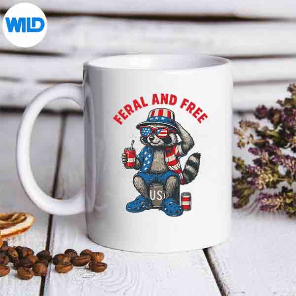 Feral And Free Raccoon Feral But Free 4th Of July SVG PNG Digital Design 6 FeralAndFreeRaccoonFeralButFree4thOfJulymug