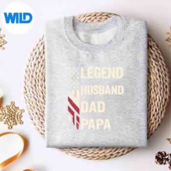 LegendHusbandDadPapaVintageAmericanFlagFathersDaysweater