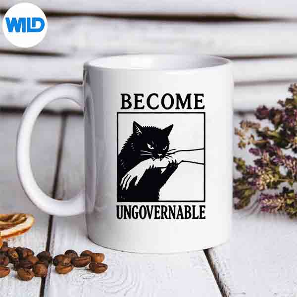 BecomeUngovernableBlackCatBitingHandMemeLovemug