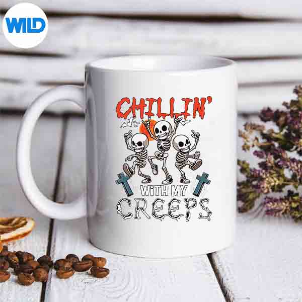 ChillinWithMyCreepsHalloweenThreeHorrorSkeletonsmug