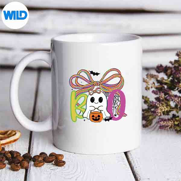 CoquetteBowCuteLaceBooGhostHalloweenSpookySeasonmug
