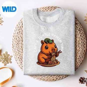 Cute Capybara And Turtle Ramen Vibes Cozy Animal Art Silhouette SVG PNG Cut File 4 CuteCapybaraAndTurtleRamenVibesCozyAnimalArtsweater