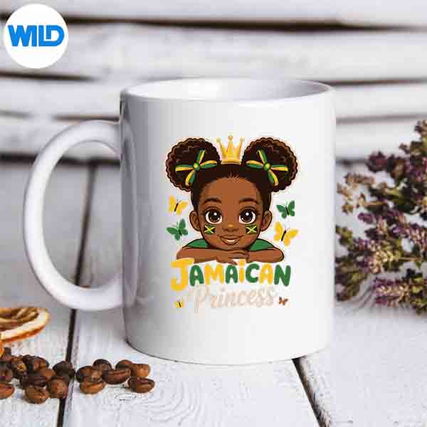 CuteJamaicanPrincessJamaicaGirlCrownBowForGirlsmug