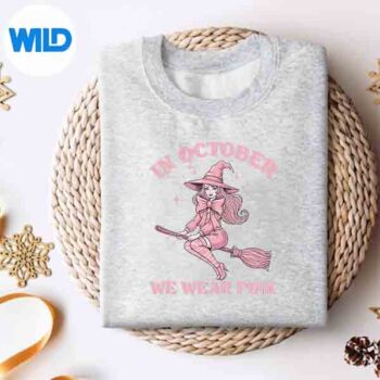 Cute Witch Pink Coquette Bow October Halloween Breast Cancer SVG PNG Digital Download 4 CuteWitchPinkCoquetteBowOctoberHalloweenBreastCancersweater