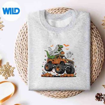 Dinosaur Trex Riding Monster Truck Halloween Cut File 4 DinosaurTrexRidingMonsterTruckHalloweensweater