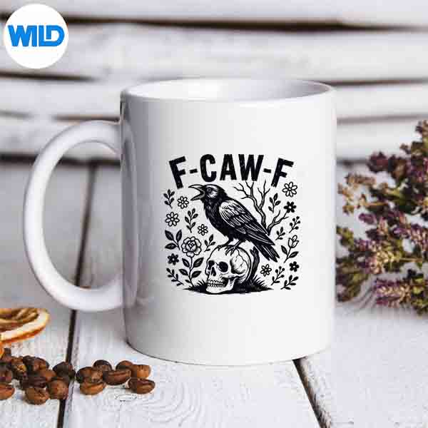 FcawfGothicCrowWithWildflowersBlackBirdCrowmug